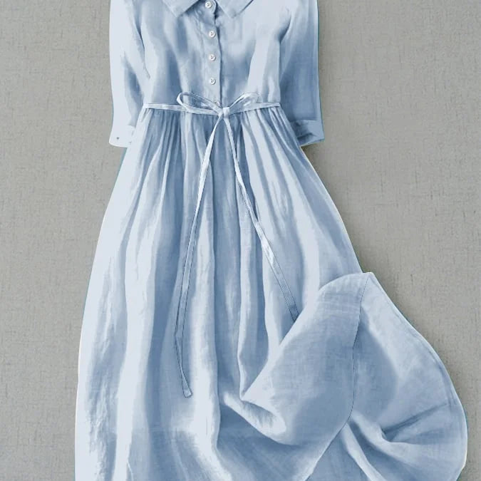 AZULAH | Elegant Short Sleeve Dress with Tie at the Waist