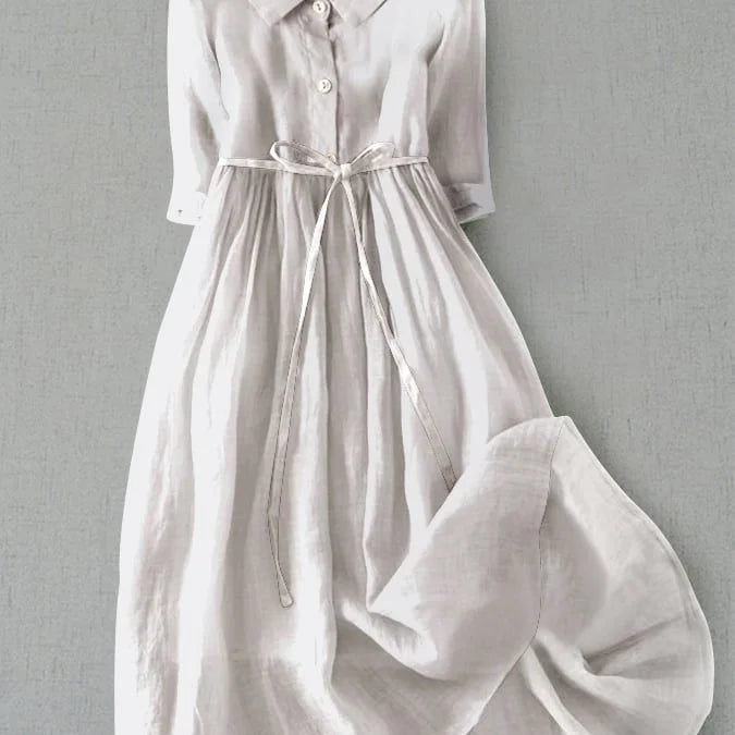 AZULAH | Elegant Short Sleeve Dress with Tie at the Waist