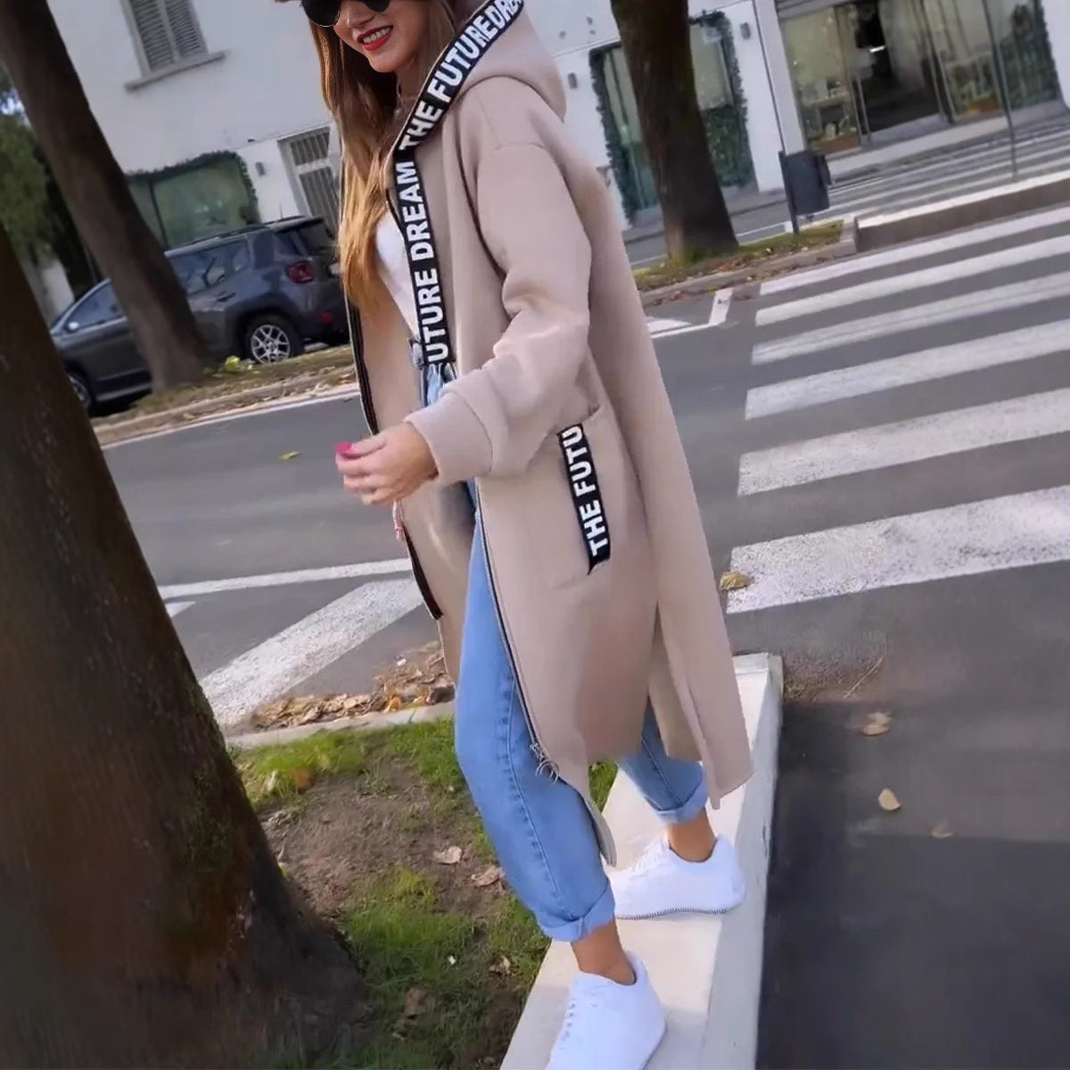 LOUISA | Casual Long Women's Coat with Open Front